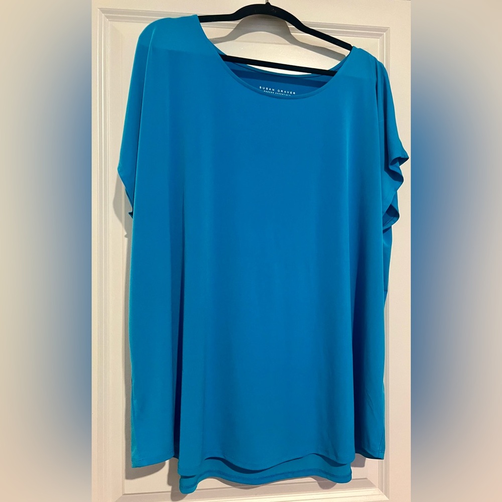 Susan Graver Vibrant Blue Short Sleeve Top